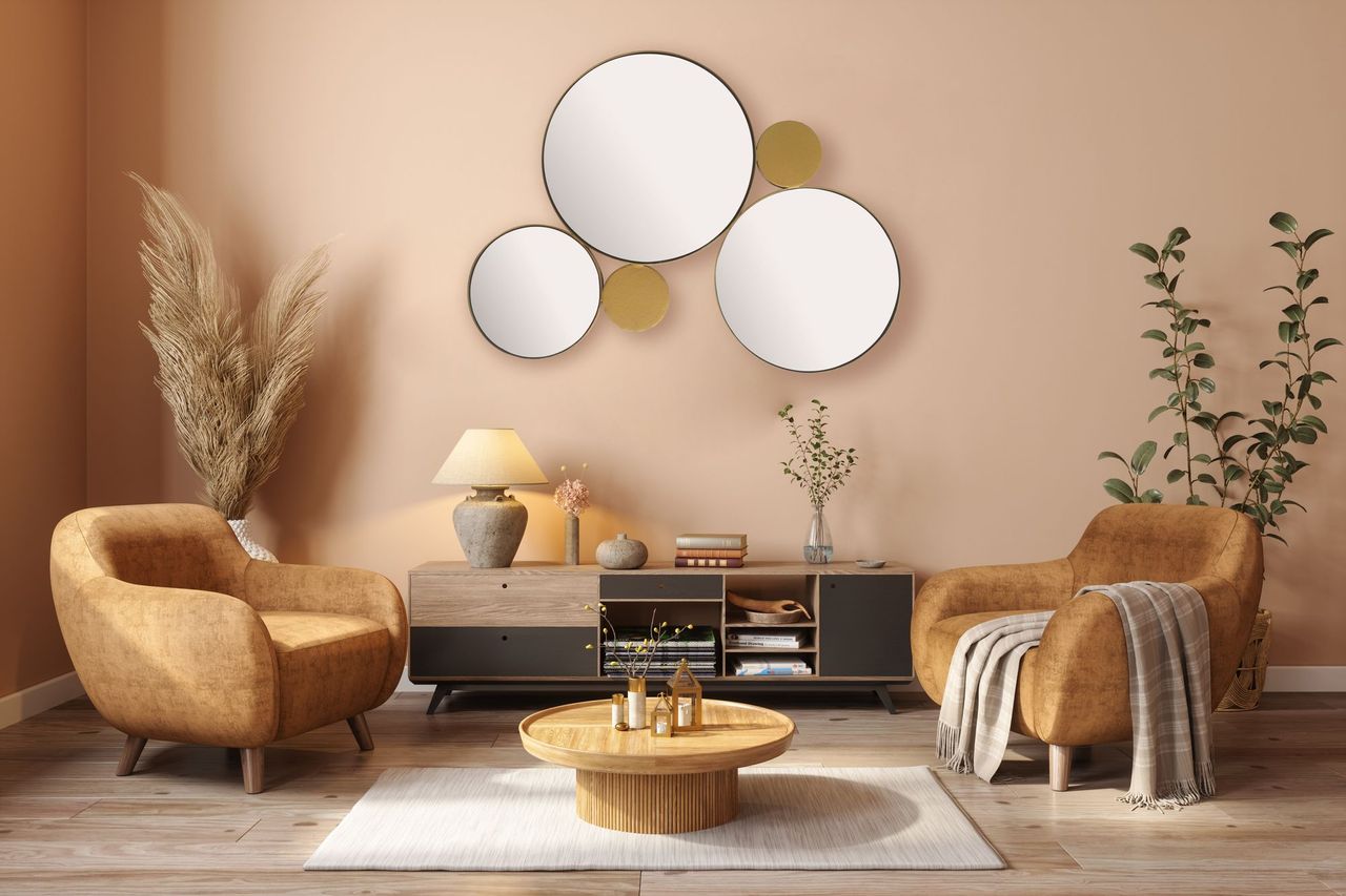 Wohnling Wandspiegel Kreise 80x60 cm Metall Gold