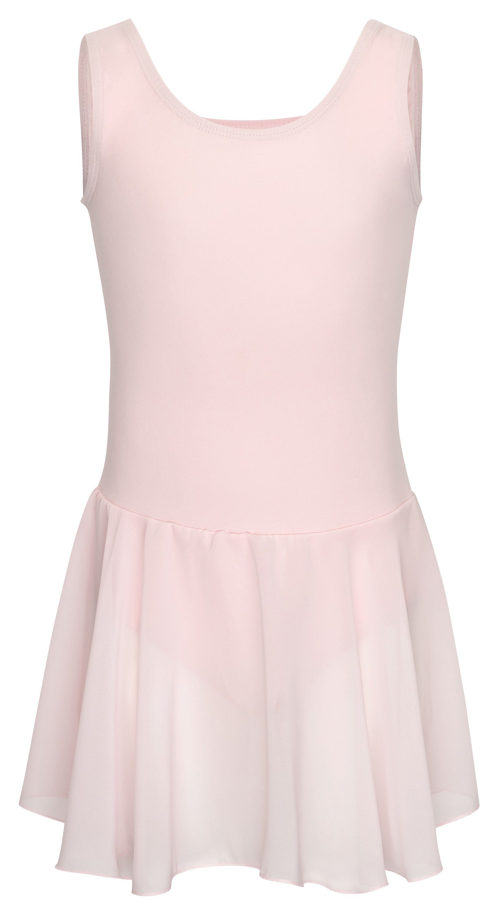tanzmuster Chiffonkleid Ballettkleid Bella aus weicher Baumwolle Ballettbody mit Schlüssellochausschnitt für Mädchen fürs Kinder Ballett