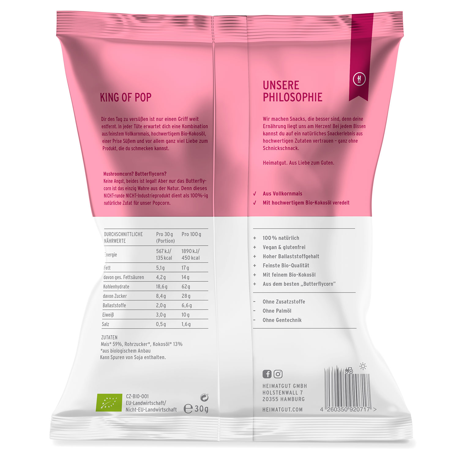 Heimatgut Bio Popcorn süß 30g