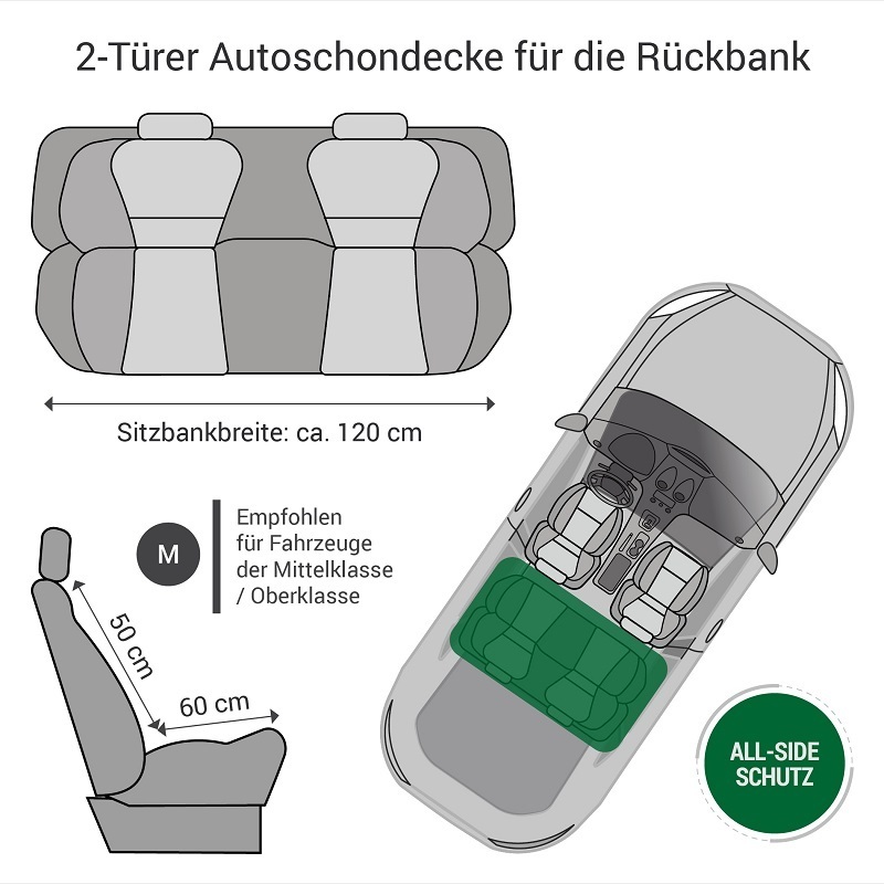 Doctor Bark Autozubehör Doctor Bark Autoschondecke für 2-Türer / Coupé / Cabrio grau M