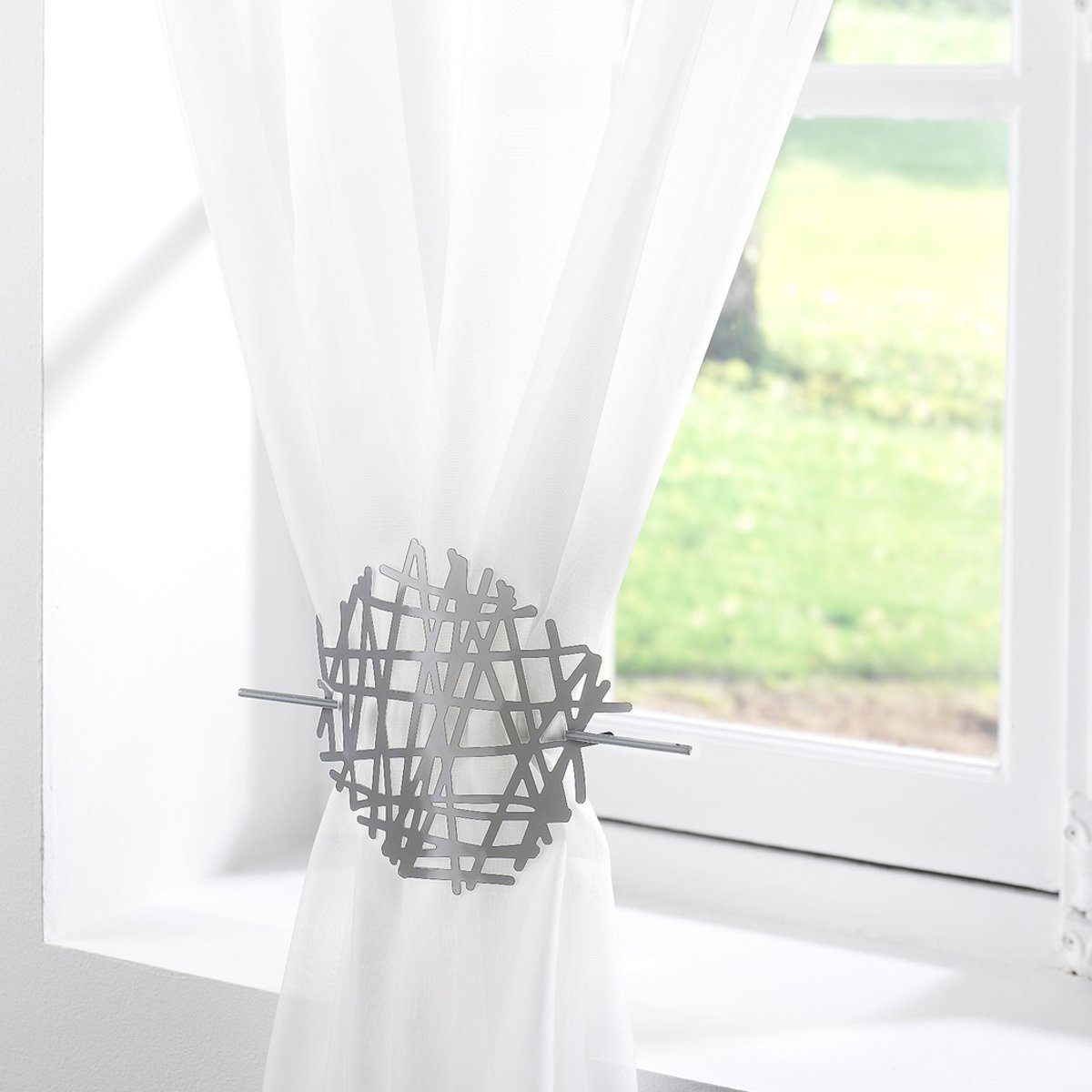 Raffhalter grau rund 2 Stück im Paket modern, Macosa Home, Vorhänge, Stolas, Gardinen, Dekoschals, (2-tlg), Deko für Gardinen Vorhang-Deko Vorhangzubehör