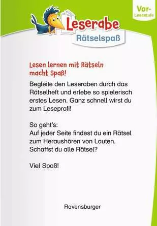 Leserabe: Abc-Rätsel für Lesestarter (Vor-Lesestufe)