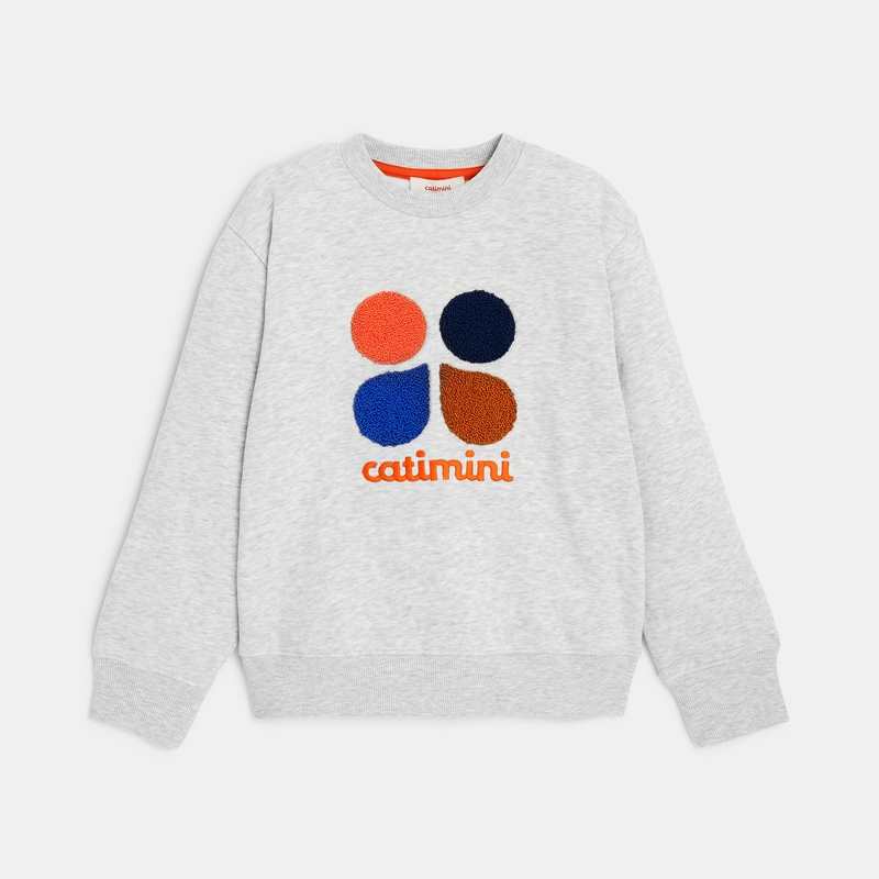 Sweat garçon molleton gratté gris chiné Catimini