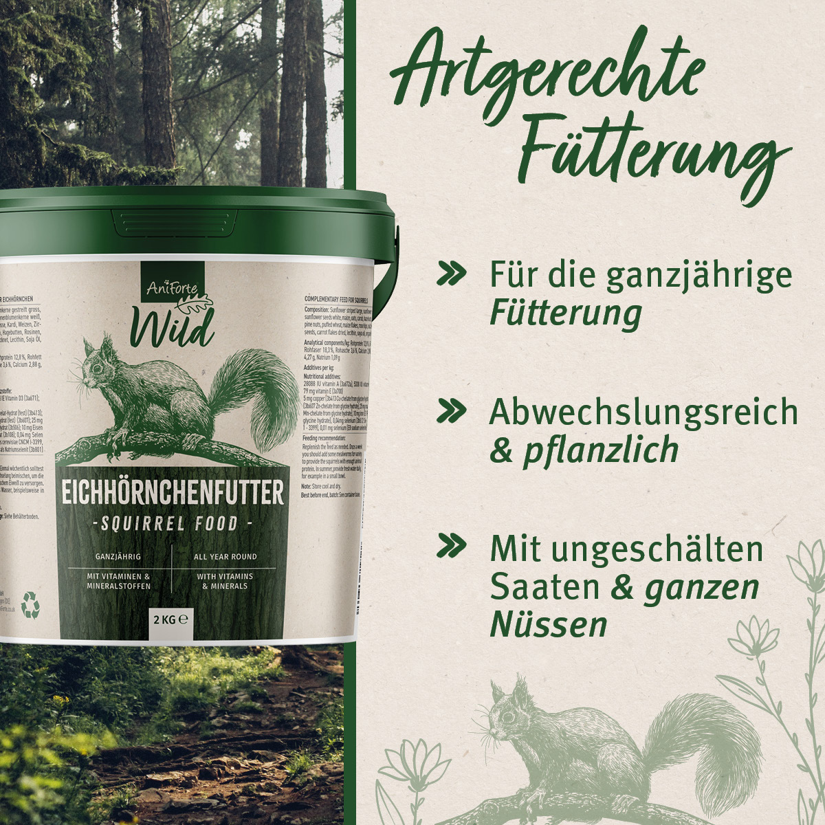Aniforte Eichhörnchen Aniforte Eichhörnchenfutter 2 kg