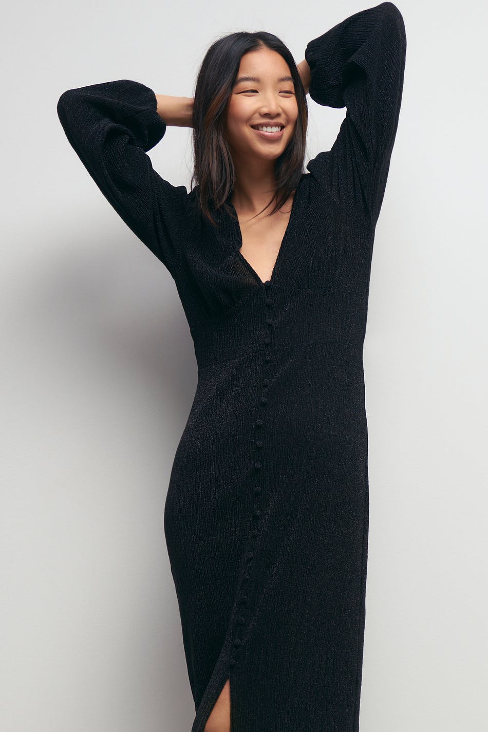 Glitter button down dress