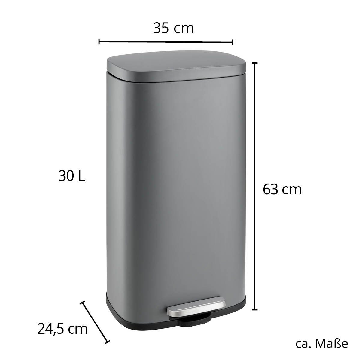 SVITA Mülleimer TQ, Fußtrittmechanismus, 30L, Inneneimer herausnehmbar