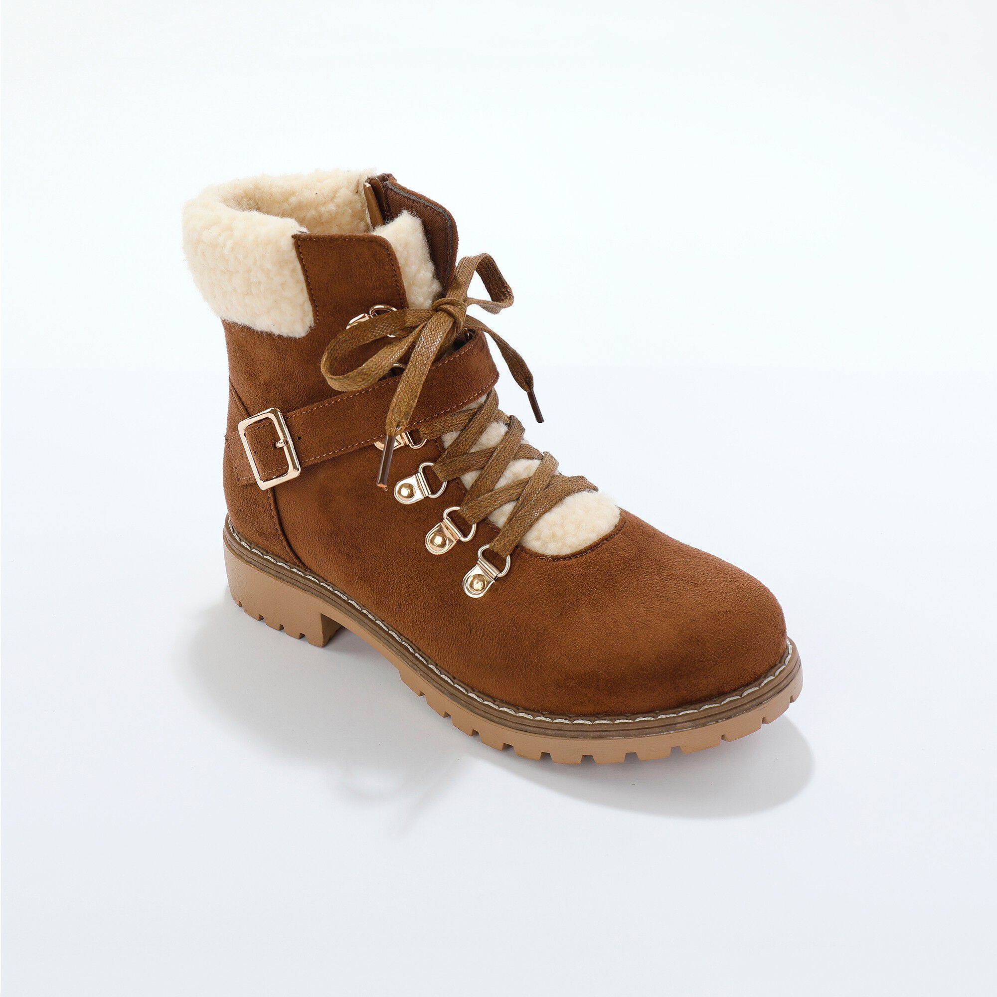 Boots de randonnée, col sherpa et semelle crantée