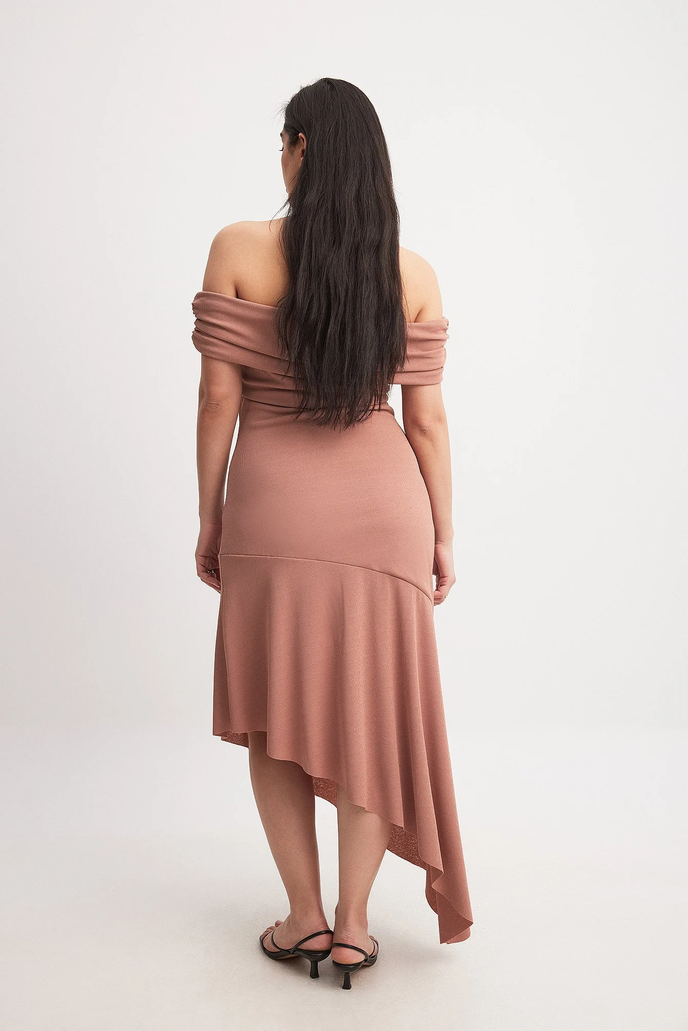 Off Shoulder Flounce Midi Dress