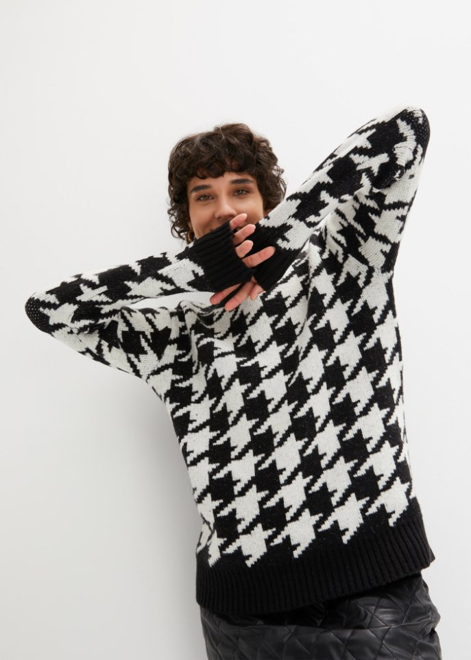 Strick-Pullover mit Rundhalsausschnitt