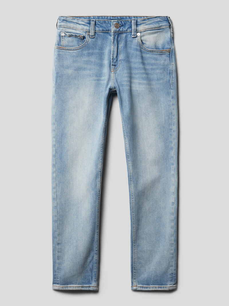 Jeans mit Label-Details Modell 'Dean' in mittelgrau