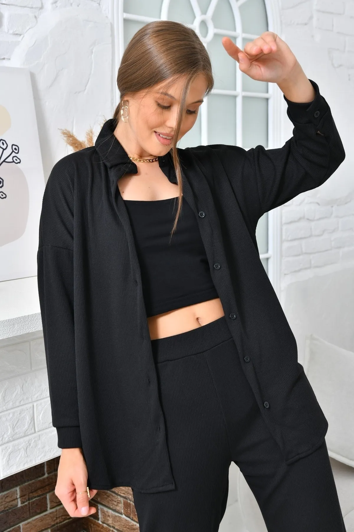 VOLT CLOTHİNG  Zweiteiler - Schwarz - Oversized
