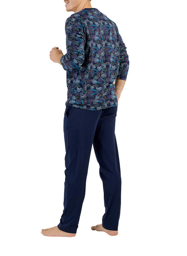 HOM, Pyjama, Baumwoll-Jersey, dunkelblau floral