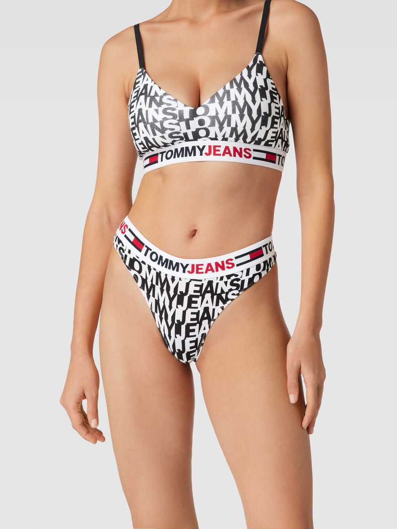 String mit Logo-Muster in schwarz