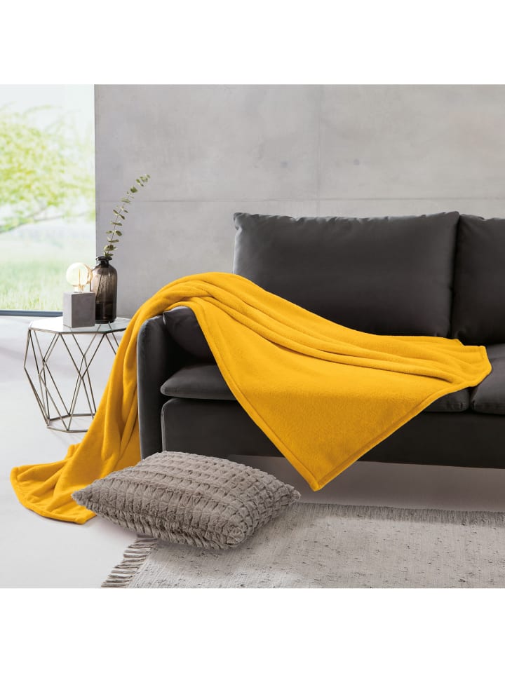 REDBEST Fleece, Microfaser Fleece Wohndecke 5er-Pack Amarillo in gelb günstig kaufen