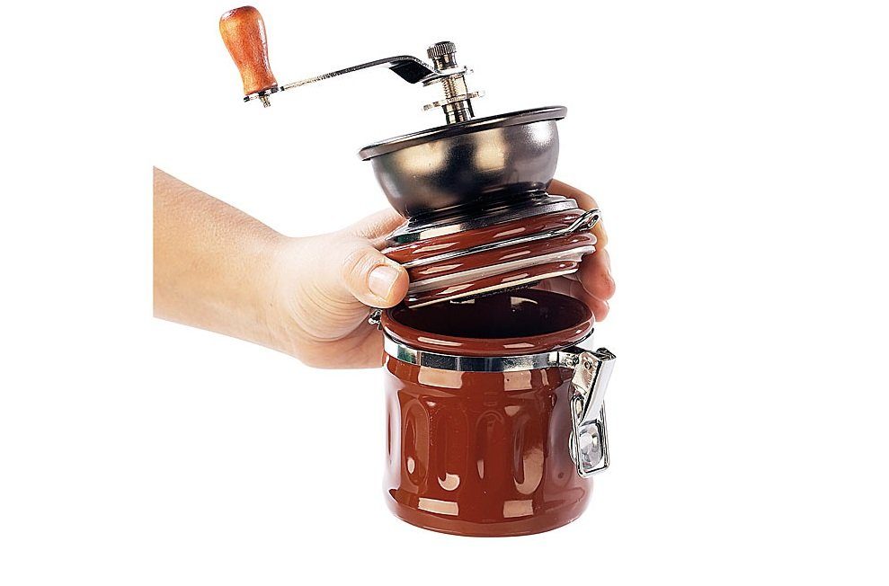 Rosenstein & Söhne Kaffeemühle Kaffeemühle Genua mit Aroma Behälter Kaffeemühlen Kaffee Mühle, Hochwertiges Keramikmahlwerk, Auffangbehälter