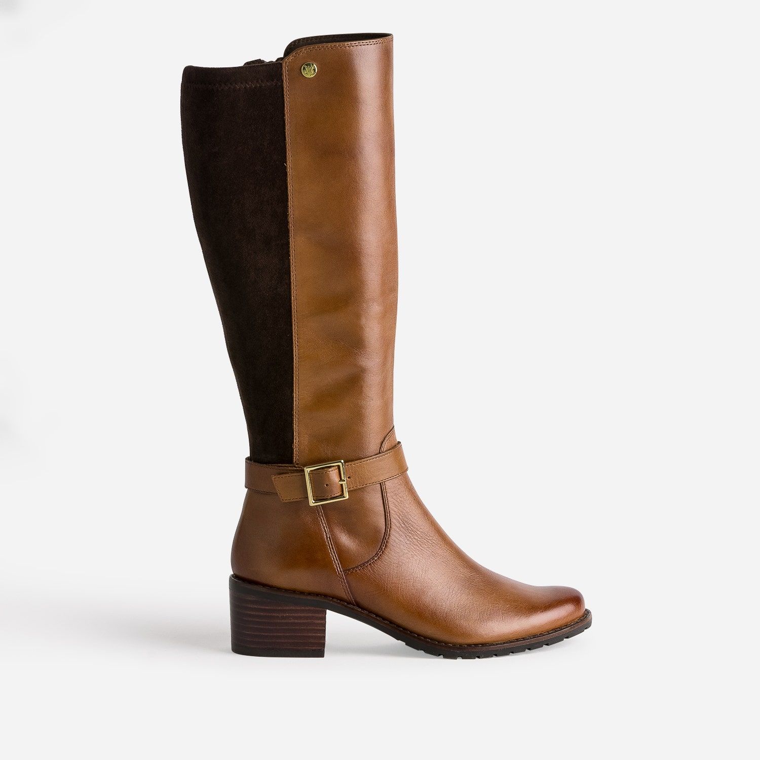 Botte CAPRICE camel cuir bi matière