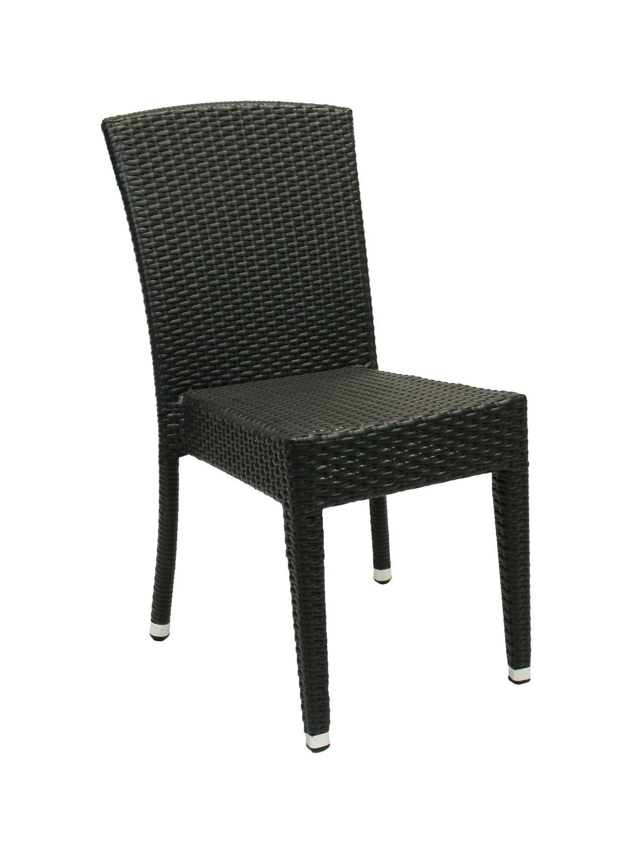 Konway Stapelstuhl MAUI (4 St), 4x KONWAY® MAUI Stapelstuhl Schwarz Polyrattan Sessel stapelbar