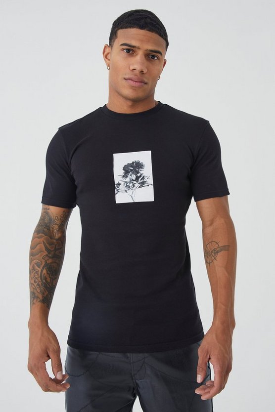 Muscle T-Shirt mit Rosen-Print