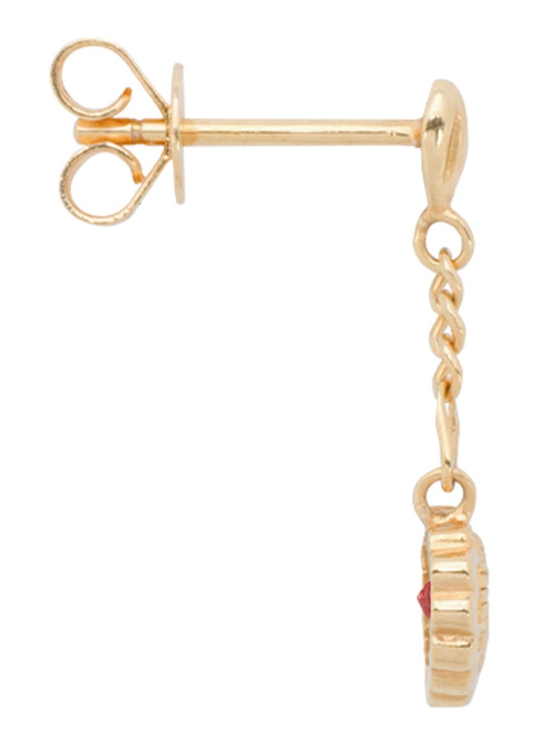 Anna + Nina Single Pure Love Ohrstecker aus 14-karätigem Gelbgold mit Granat