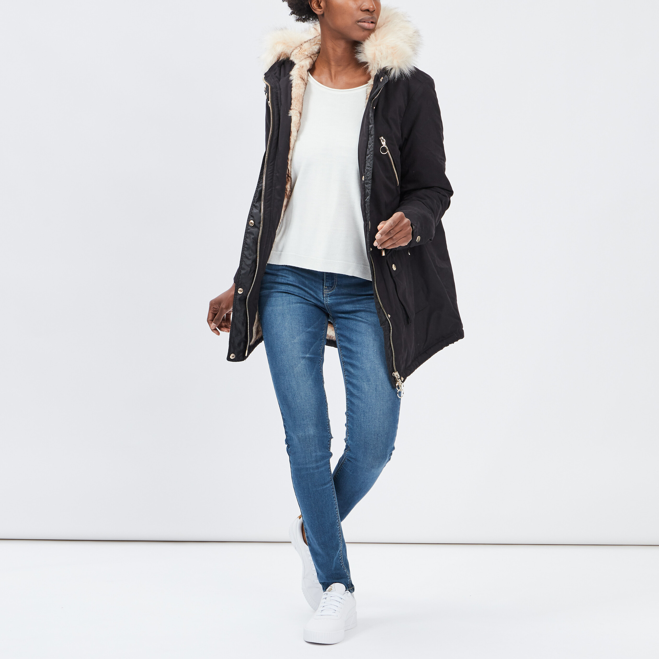 Pull avec col rond ecru femme | La Halle