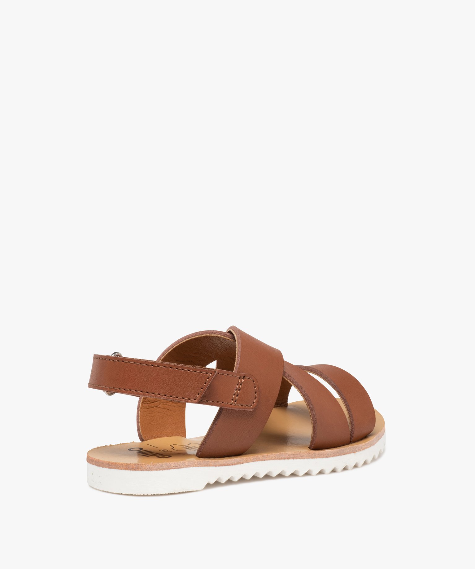 Sandales fille à brides unies et semelle crantée marron | GEMO