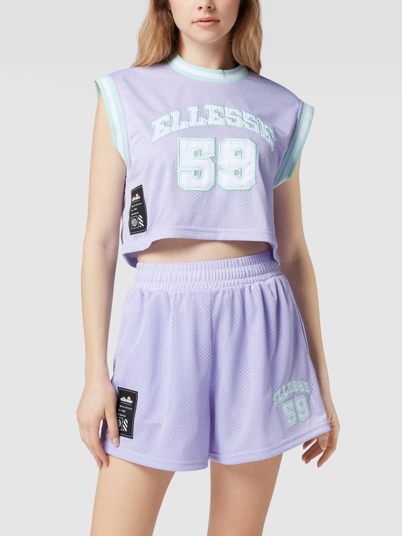 Crop Top aus Mesh in flieder