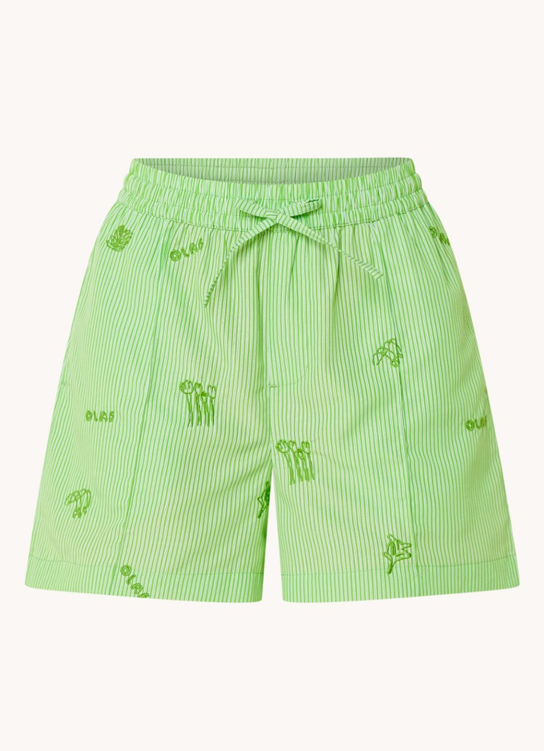 Pantaloncini OLAF con strisce ricamate, vita media, vestibilità ampia