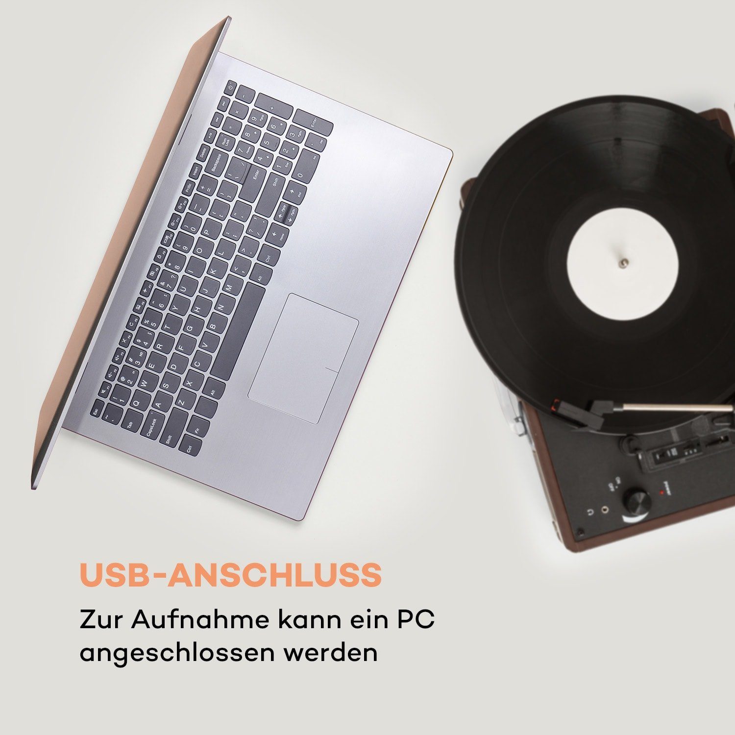 Auna Peggy Sue Plattenspieler (Riemenantrieb, Schallplattenspieler Retro mit Lautsprecher Vinyl Plattenspieler)