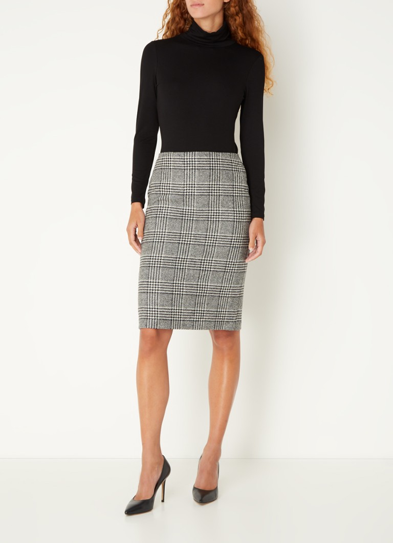 Hobbs Brea wool mini skirt with houndstooth pattern