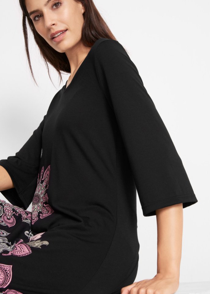 Zipfel-Longshirt mit Trompeten-Ärmel