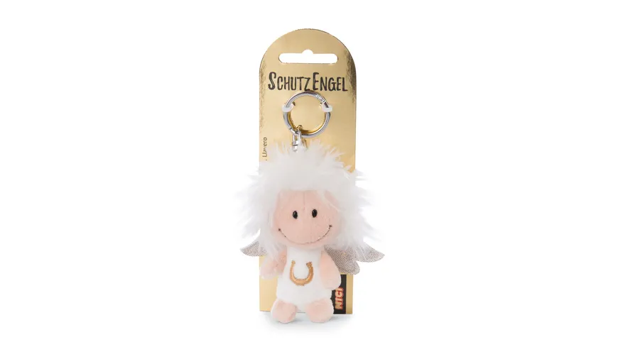 NICI Schlüsselanhänger weiß Schutzengel mit Symbol Hufeisen 7cm