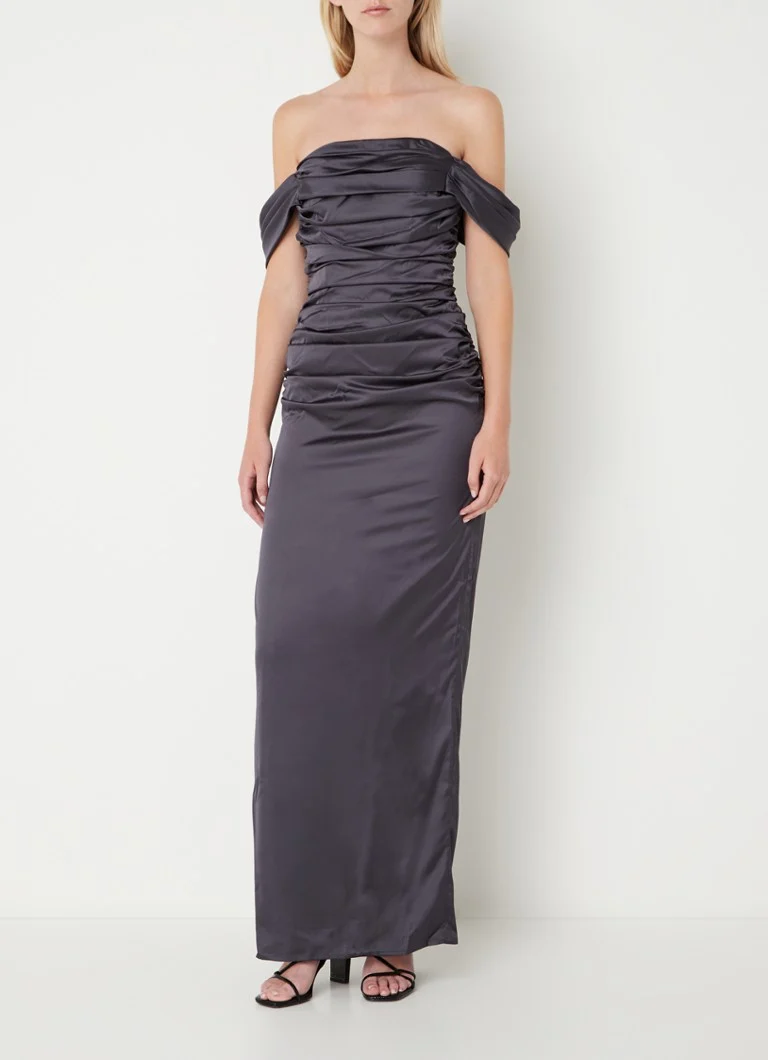 Chi Chi London satin maxi dress with pleat detail