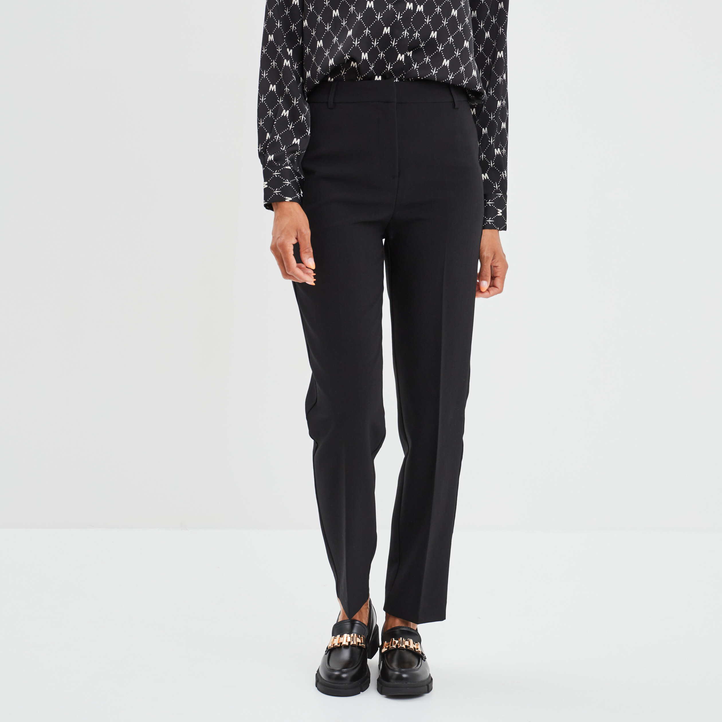 Pantalon city droit à pinces noir femme | La Halle