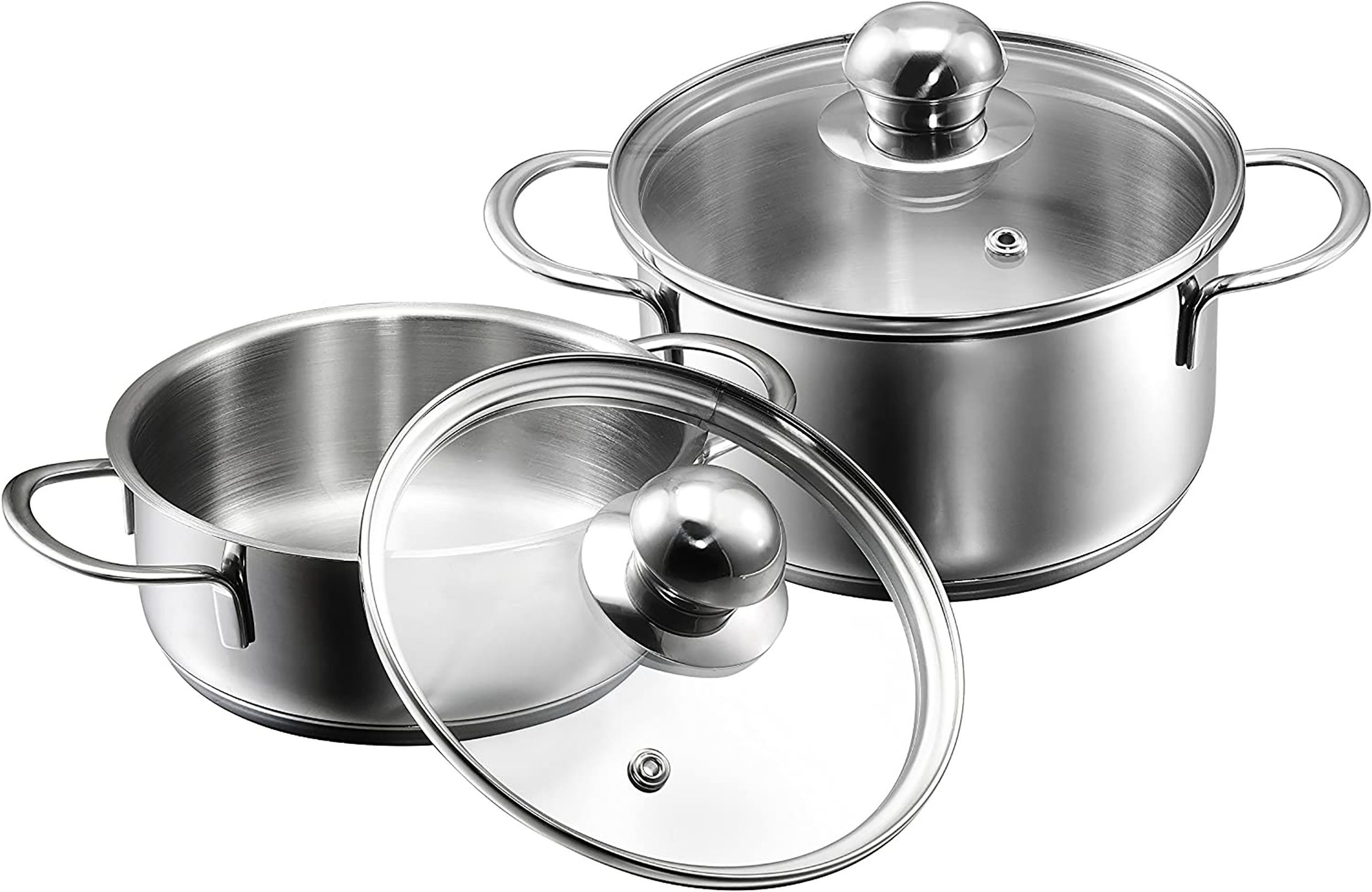 Kopf Topf-Set Parvus 2-teilig, Edelstahl (2-tlg), Kleine Töpfe, Kochtopfset, 14 + 14 cm, inkl. Deckel, Induktion