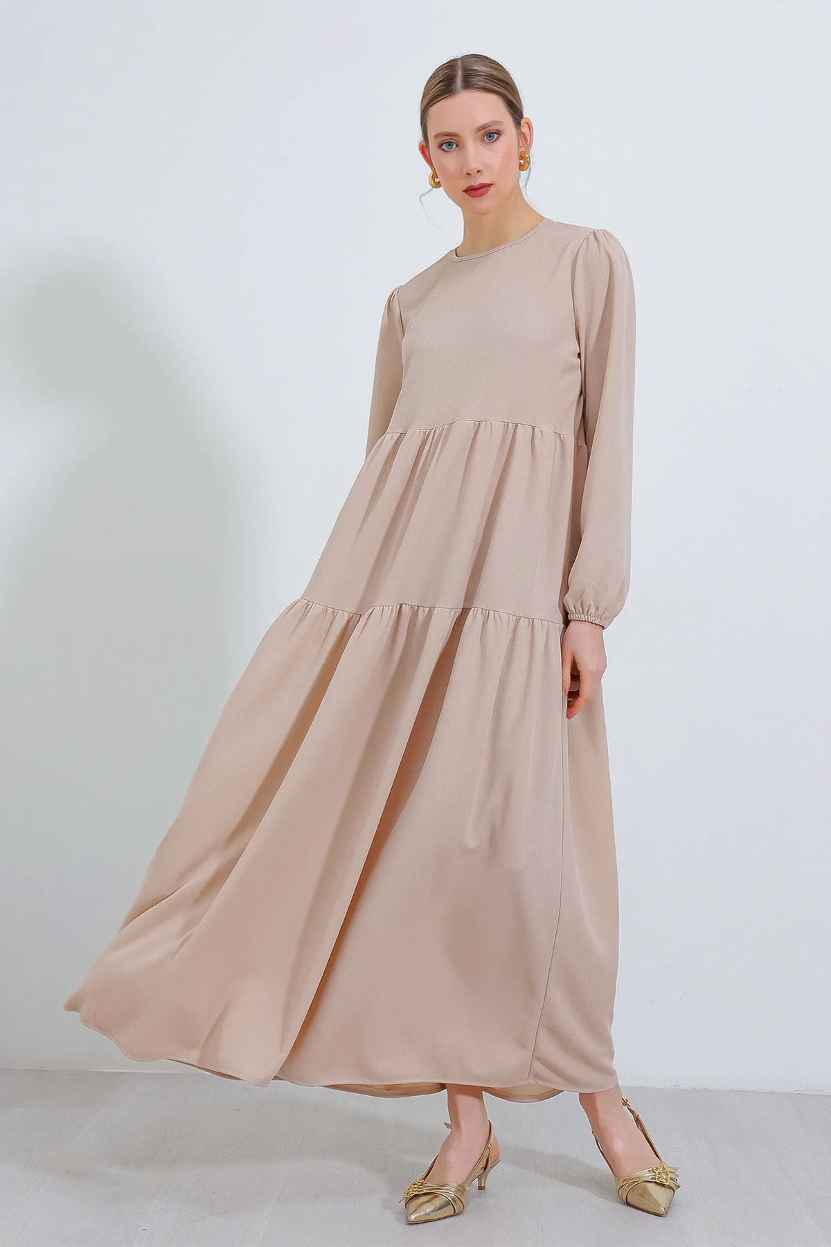 Bigdart  Cremefarbenes, langes gestricktes Hijab-Kleid für Damen 2482