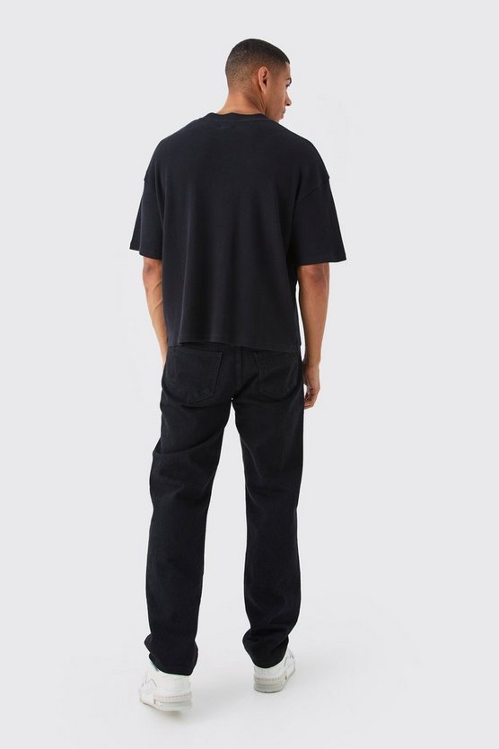 Kastiges Oversize T-Shirt in Waffeloptik