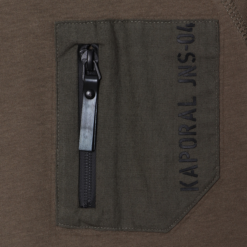 ODELL  T-shirt Garçon régular kaki avec poche zippée en 100% coton
