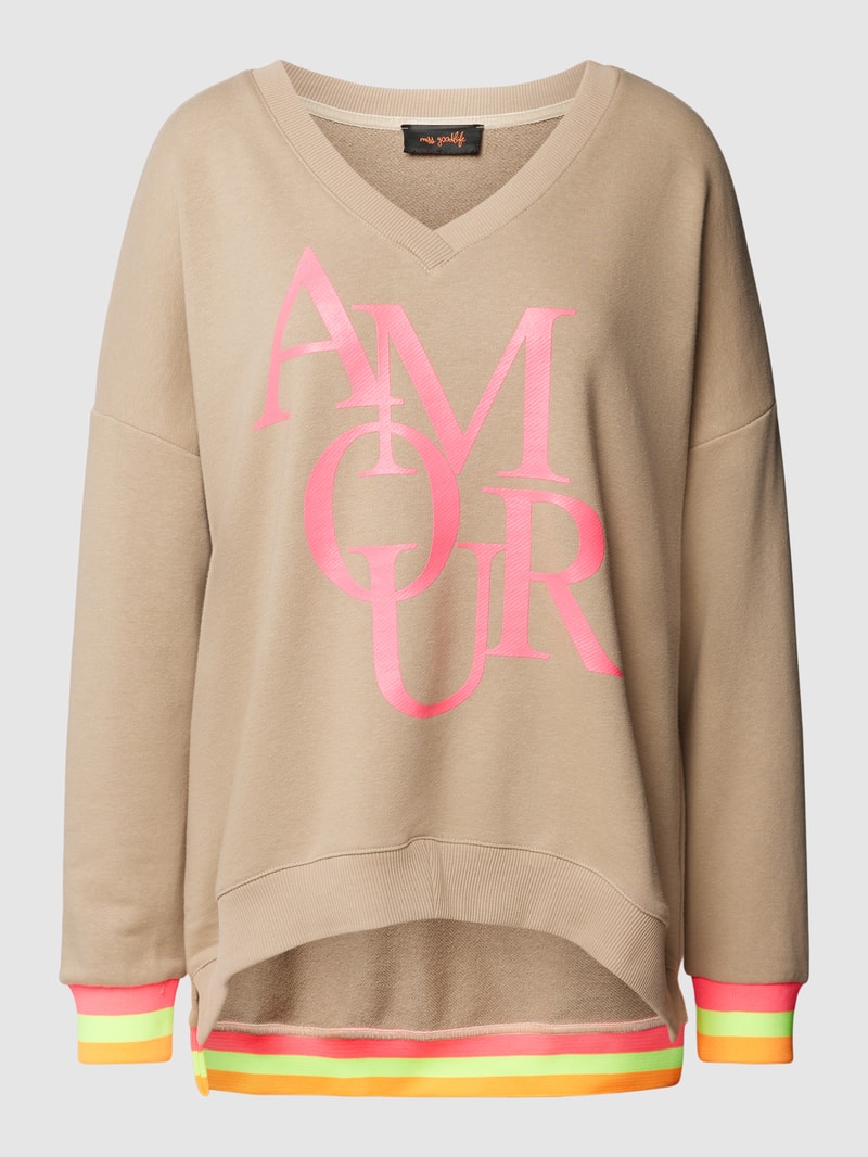 Sweatshirt mit Statement-Print in sand