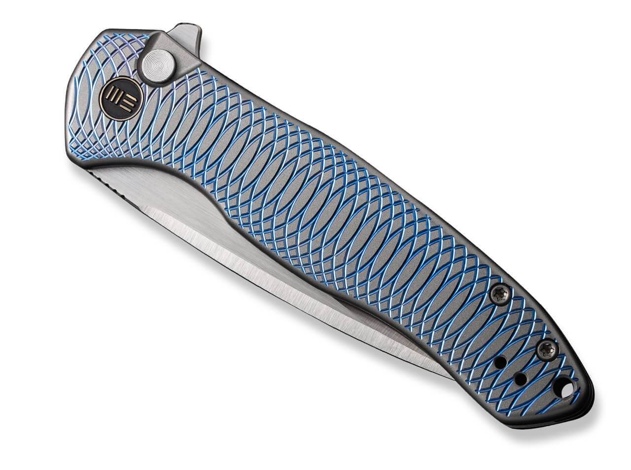 Button Lock Kitefin Titanium Satin Grey & Blue