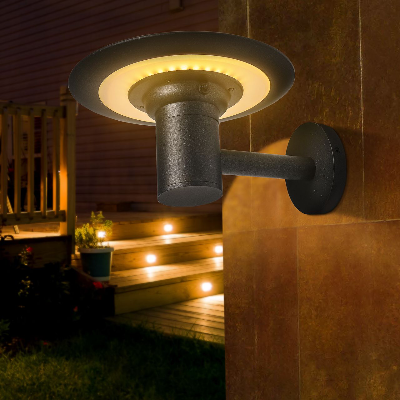 Outsunny Außenwandleuchte Solar Wandleuchte mit 2 Lichtmodi Vintage-Design Solarleuchten Gartenbeleuchtung IP44 Schutz Aluminium Schwarz 25 x 23,5 x 22 cm