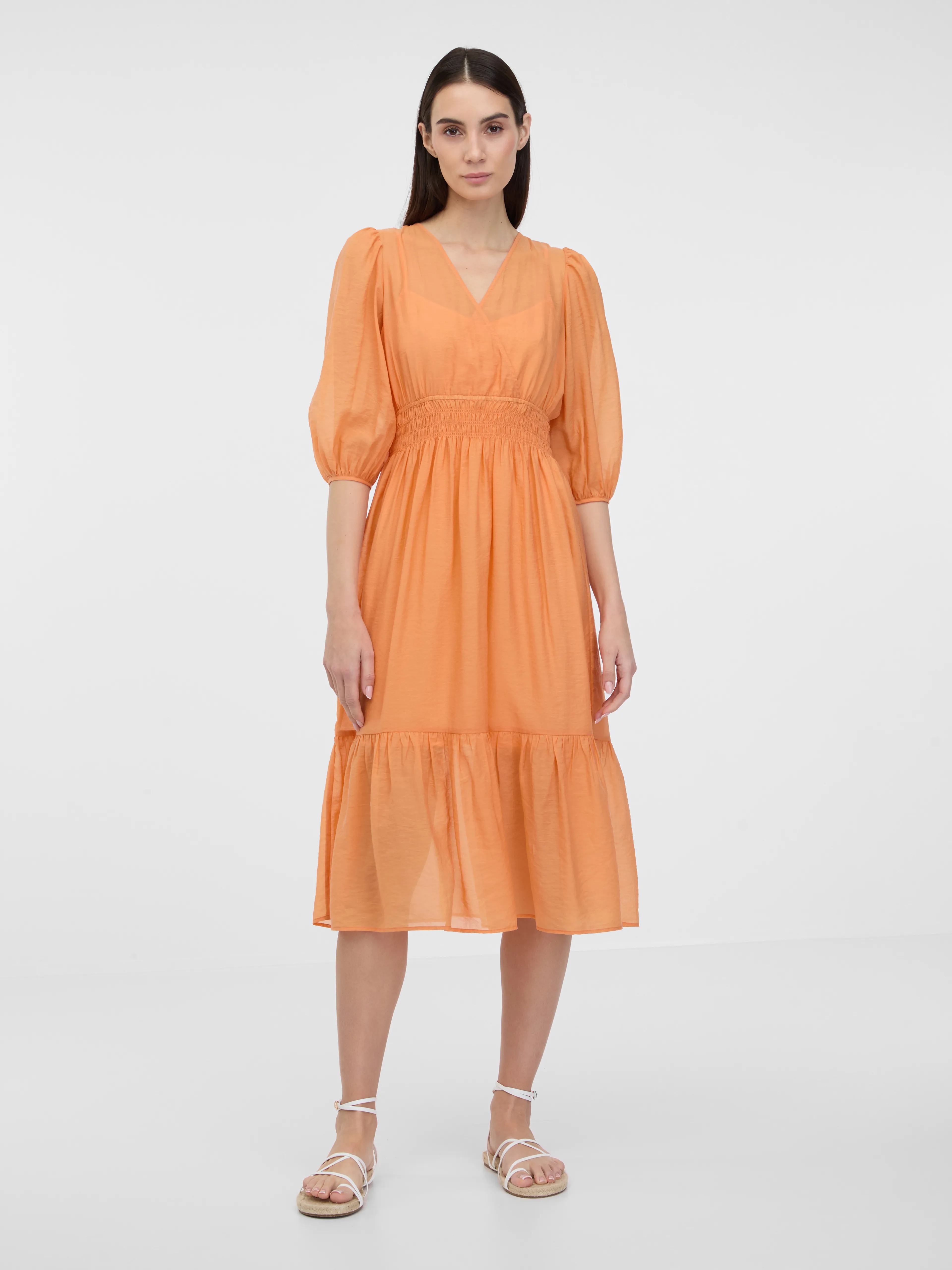 Orangefarbenes Damen Midikleid ORSAY