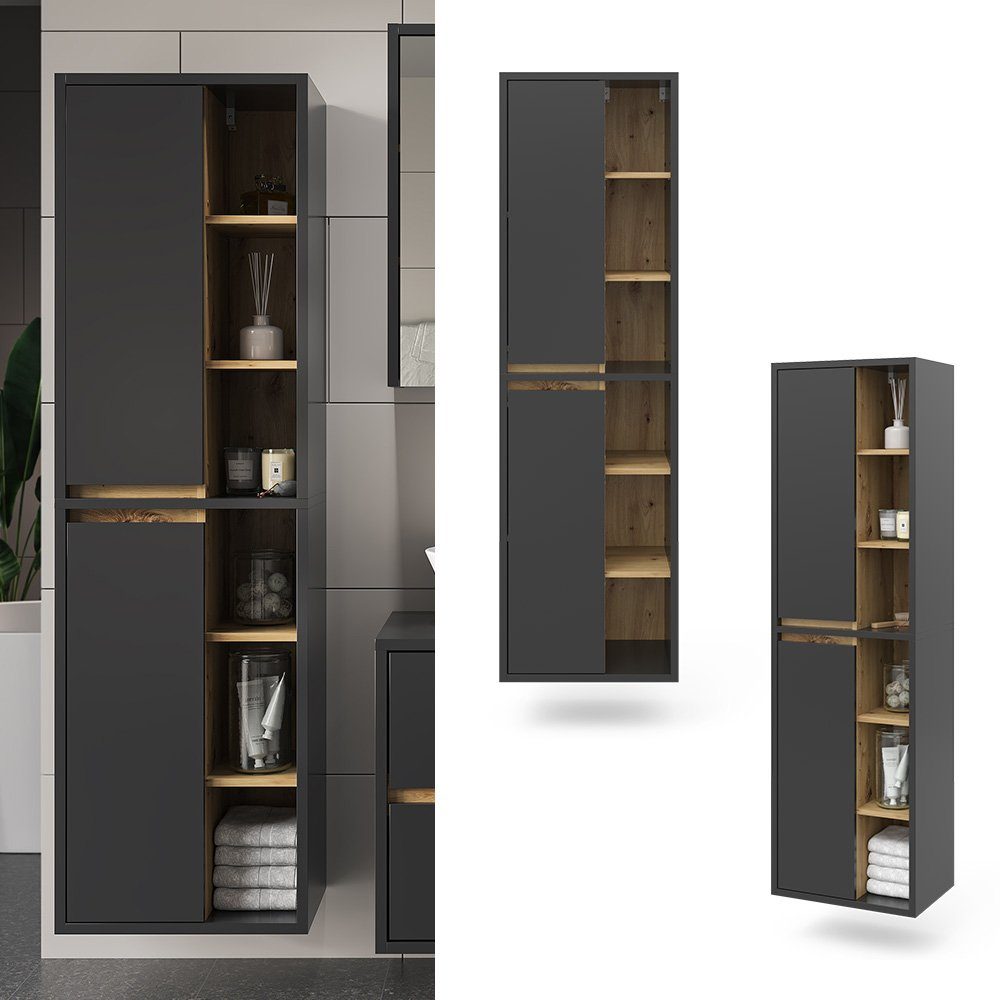 Vicco Hochschrank Badezimmerschrank VIOLA Anthrazit/Artisan-Eiche