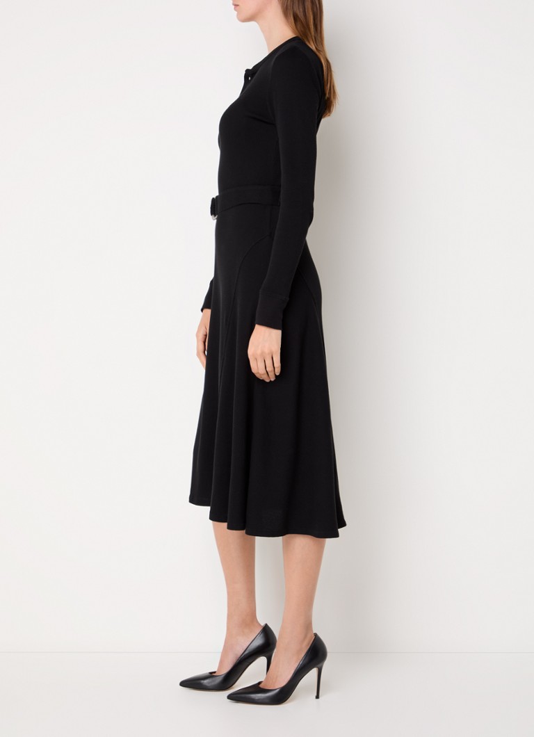Vestido túnica midi estructurado de Ralph Lauren con cinturón.