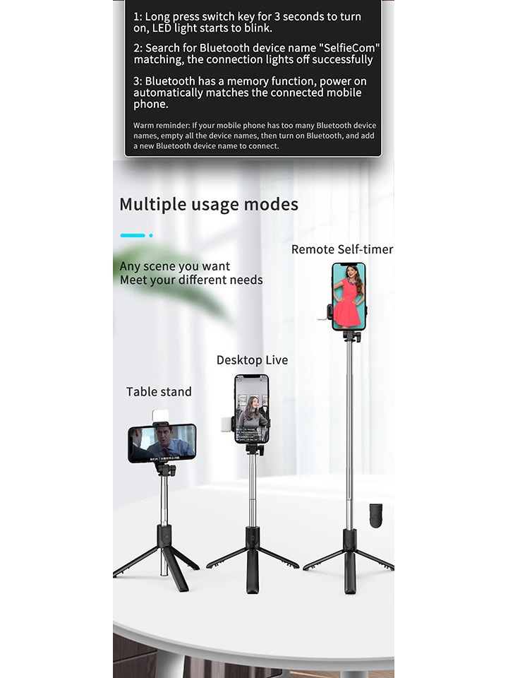 SmartCase Mini-Bluetooth-Selfie-Stange in Schwarz günstig kaufen onesize