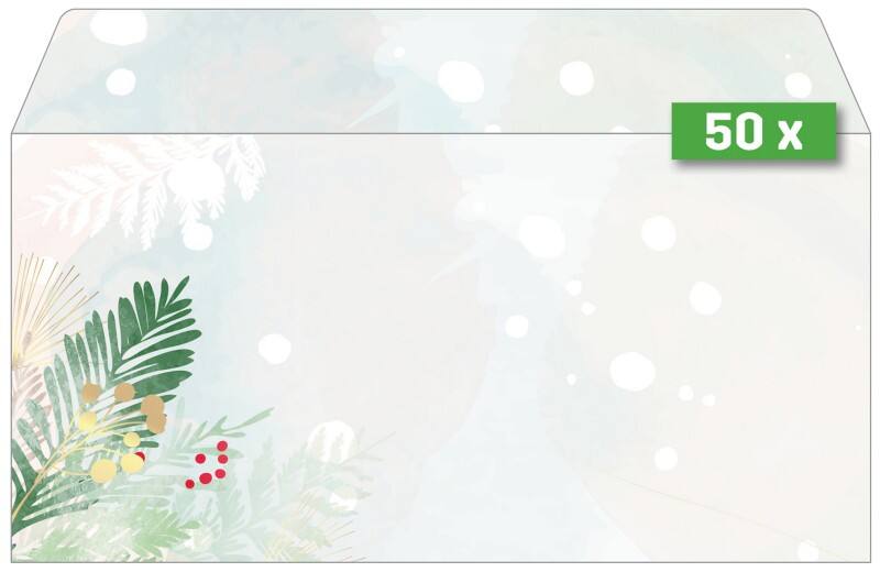 Sigel Weihnachtsumschläge Christmas Forest Watercolor Papier 90 g/m² DL 50 Stück