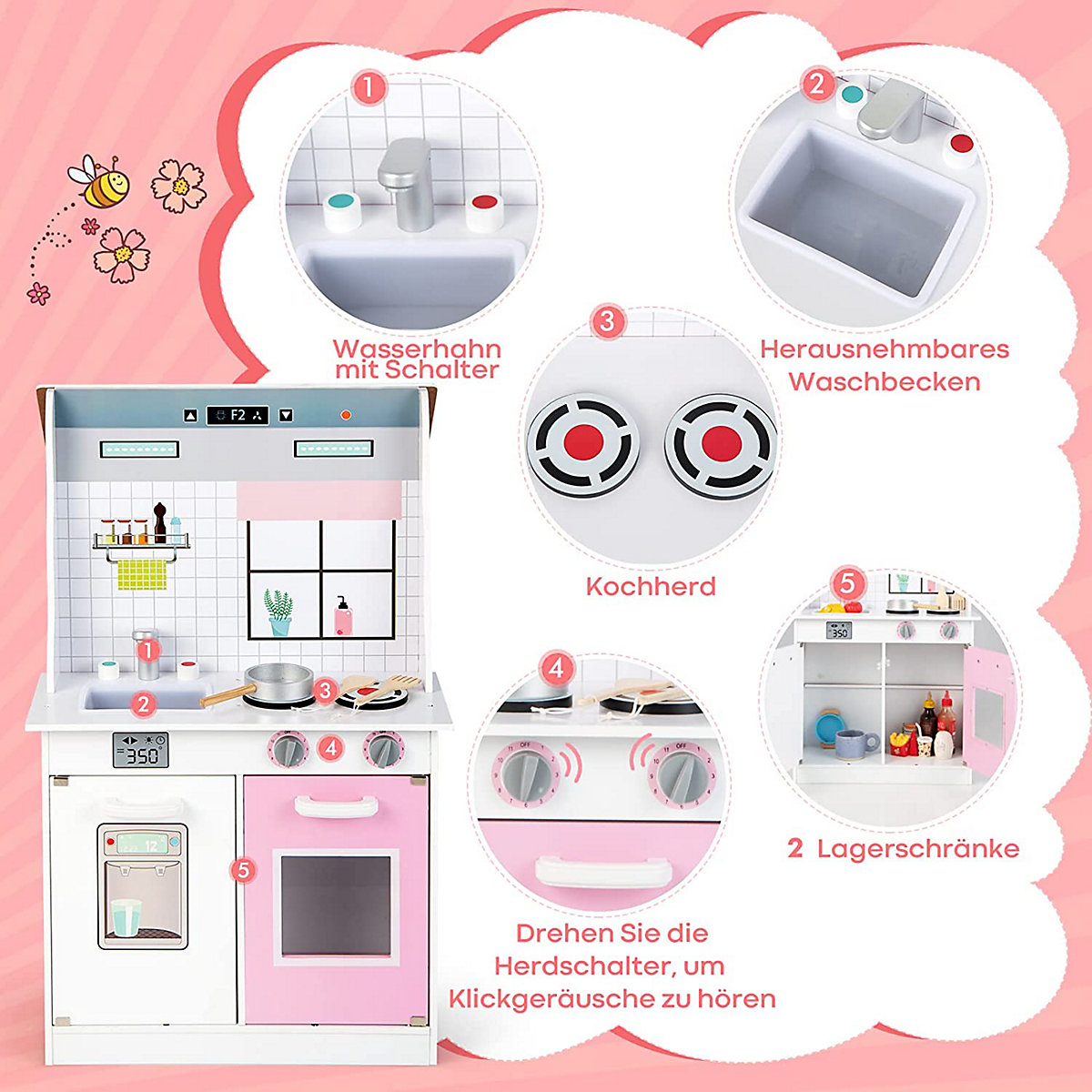 2 in 1 Puppenhaus Spielküche doppelseitig