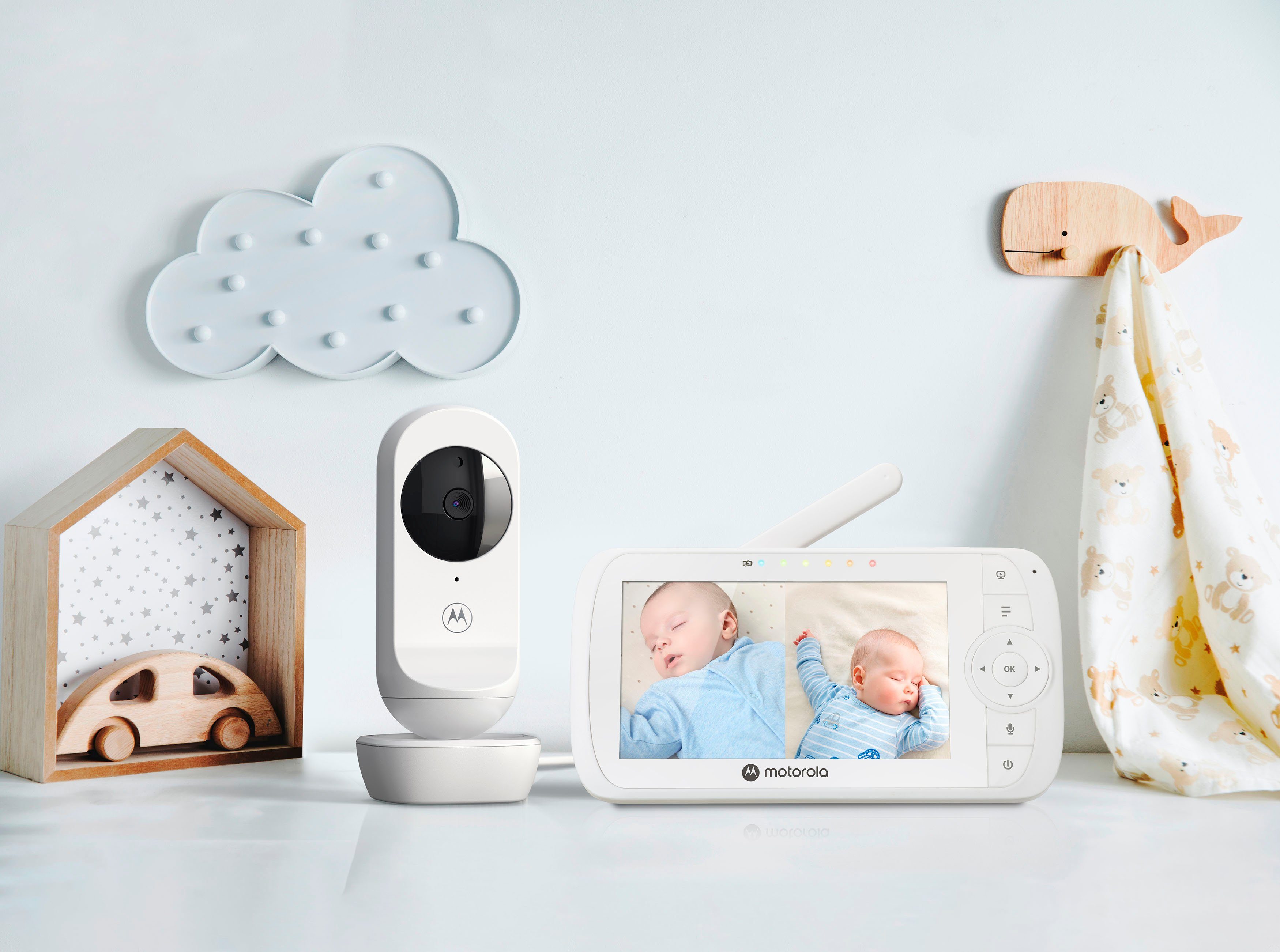 Motorola Babyphone Video Nursery VM 35-2 Twin 2x Kameras, 5-Zoll-Farbdisplay