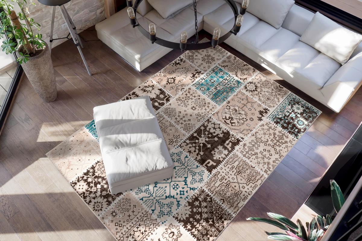 megusta Patchwork-Teppich Teppich Taupe 200cm x 290cm
