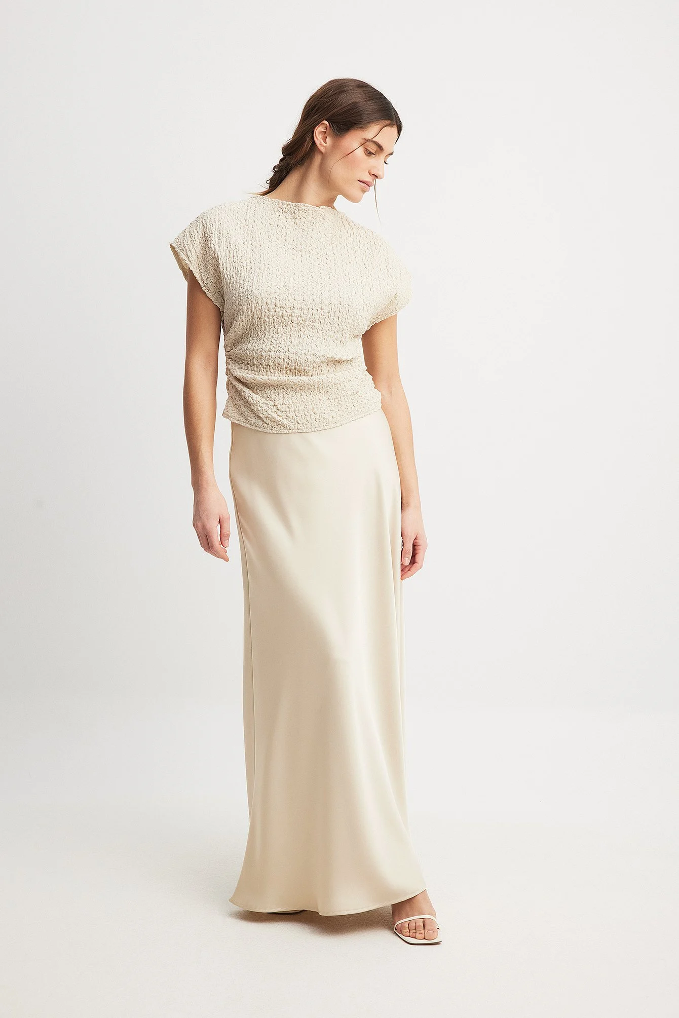 Maxirock aus Satin mit mittelhoher Taille