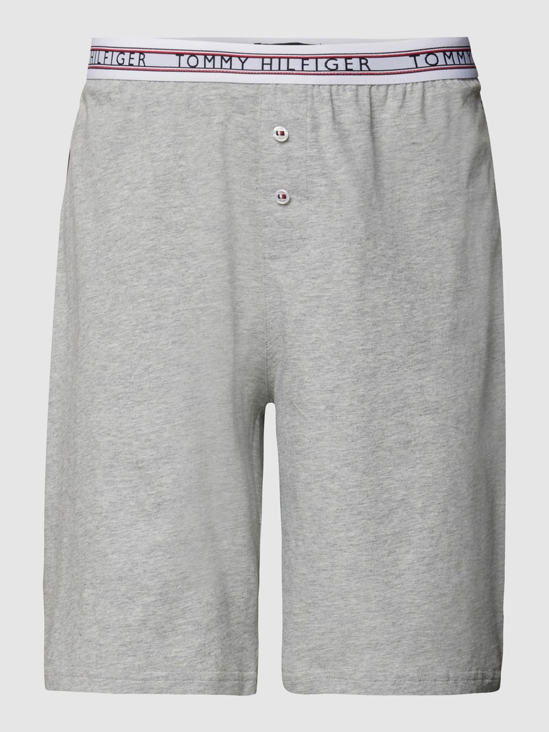 Pyjama-Shorts mit Logo-Stitching in hellgrau